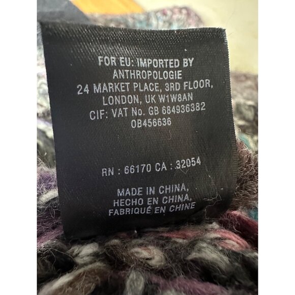 Anthropologie Moth Chunky Knit Open Cardigan Sweater Large Multicolor Cozy Boho - Picture 6 of 11